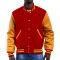 Scarlet Red Wool Body & Bright Gold Leather Sleeves letterman jacket!